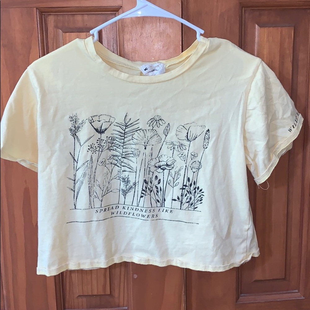 yellow crop top graphic tee